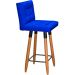 Kit 3 Banquetas Grace Alta Para Areá Gourmet E Balcão Área Gourmet corino Azul Royal Pé Castanho - Clique E Decore