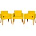 Kit 3 Poltronas Decorativa Para Sala Manicure Consultório Escritório Cadeira Nina Suede Amarelo