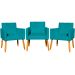 Kit 3 Poltronas Decorativa Para Sala Manicure Consultório Escritório Cadeira Nina Suede Azul Turquesa