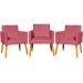 Kit 3 Poltronas Decorativa Para Sala Manicure Consultório Escritório Cadeira Nina Suede Rosê