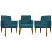 Kit 3 Poltronas Decorativa Para Sala Recepção Manicure Consultório Mari Suede Azul Marinho