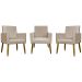 Kit 3 Poltronas Decorativa Para Sala Recepção Manicure Consultório Mari Suede Bege