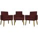 Kit 3 Poltronas Decorativa Para Sala Recepção Manicure Consultório Mari Suede Bordô