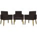 Kit 3 Poltronas Decorativa Para Sala Recepção Manicure Consultório Mari Suede Marrom