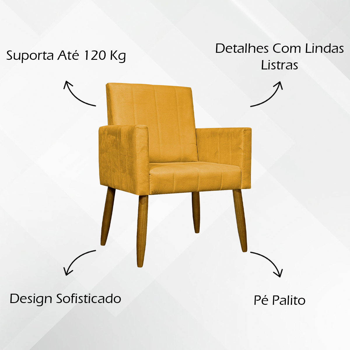 Kit 3 Poltronas Decorativa Para Sala Recepção Manicure Consultório Mari Suede Mostarda