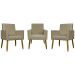 Kit 3 Poltronas Decorativa Para Sala Recepção Manicure Consultório Mari Suede Nude