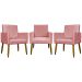 Kit 3 Poltronas Decorativa Para Sala Recepção Manicure Consultório Mari Suede Rosê