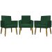 Kit 3 Poltronas Decorativa Para Sala Recepção Manicure Consultório Mari Suede Verde