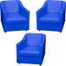 Kit 3 Poltronas Decorativa Para Sala Recepção Manicure Consultório Mila Corino Azul Royal Pés De Plástico Cromado