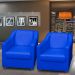 Kit 3 Poltronas Decorativa Para Sala Recepção Manicure Consultório Mila Corino Azul Royal Pés De Plástico Cromado