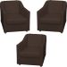 Kit 3 Poltronas Decorativa Para Sala Recepção Manicure Consultório Mila Corino Marrom Pés De Plástico Cromado