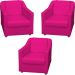 Kit 3 Poltronas Decorativa Para Sala Recepção Manicure Consultório Mila Corino Pink Pés De Plástico Cromado