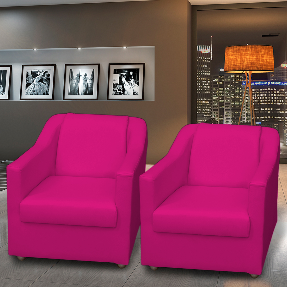 Kit 3 Poltronas Decorativa Para Sala Recepção Manicure Consultório Mila Corino Pink Pés De Plástico Cromado