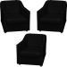 Kit 3 Poltronas Decorativa Para Sala Recepção Manicure Consultório Mila Corino Preto Pés De Plástico Cromado