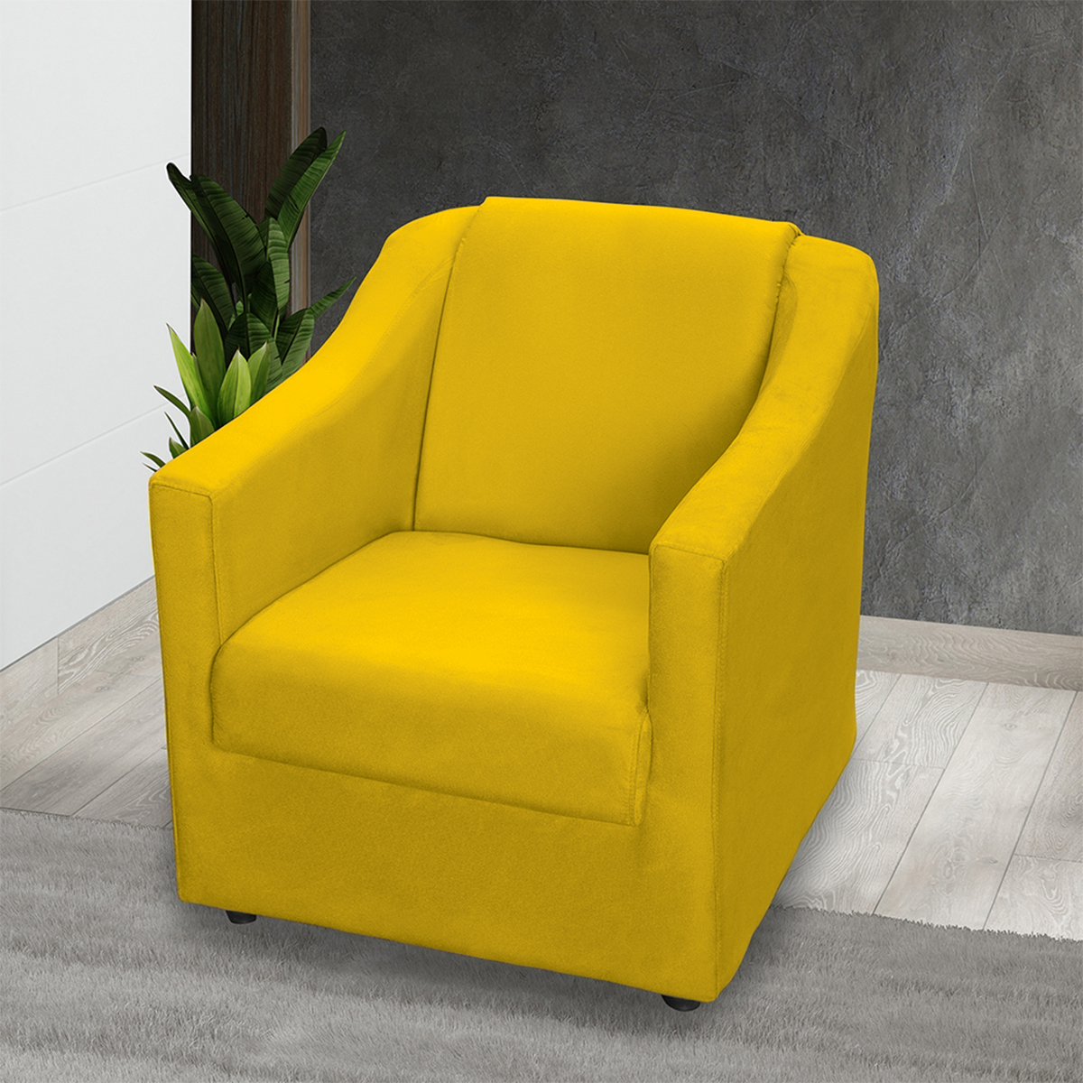 Kit 3 Poltronas Decorativa Para Sala Recepção Manicure Consultório Mila Suede Amarelo Pés De Plástico Cromado