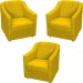 Kit 3 Poltronas Decorativa Para Sala Recepção Manicure Consultório Mila Suede Amarelo Pés De Plástico Cromado
