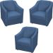 Kit 3 Poltronas Decorativa Para Sala Recepção Manicure Consultório Mila Suede Azul Marinho Pés De Plástico Cromado