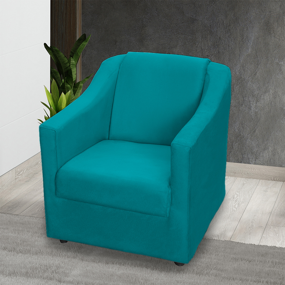 Kit 3 Poltronas Decorativa Para Sala Recepção Manicure Consultório Mila Suede Azul Turquesa Pés De Plástico Cromado