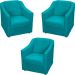 Kit 3 Poltronas Decorativa Para Sala Recepção Manicure Consultório Mila Suede Azul Turquesa Pés De Plástico Cromado
