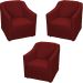 Kit 3 Poltronas Decorativa Para Sala Recepção Manicure Consultório Mila Suede Bordô Pés De Plástico Cromado