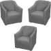 Kit 3 Poltronas Decorativa Para Sala Recepção Manicure Consultório Mila Suede Cinza Pés De Plástico Cromado