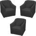 Kit 3 Poltronas Decorativa Para Sala Recepção Manicure Consultório Mila Suede Preto Pés De Plástico Cromado