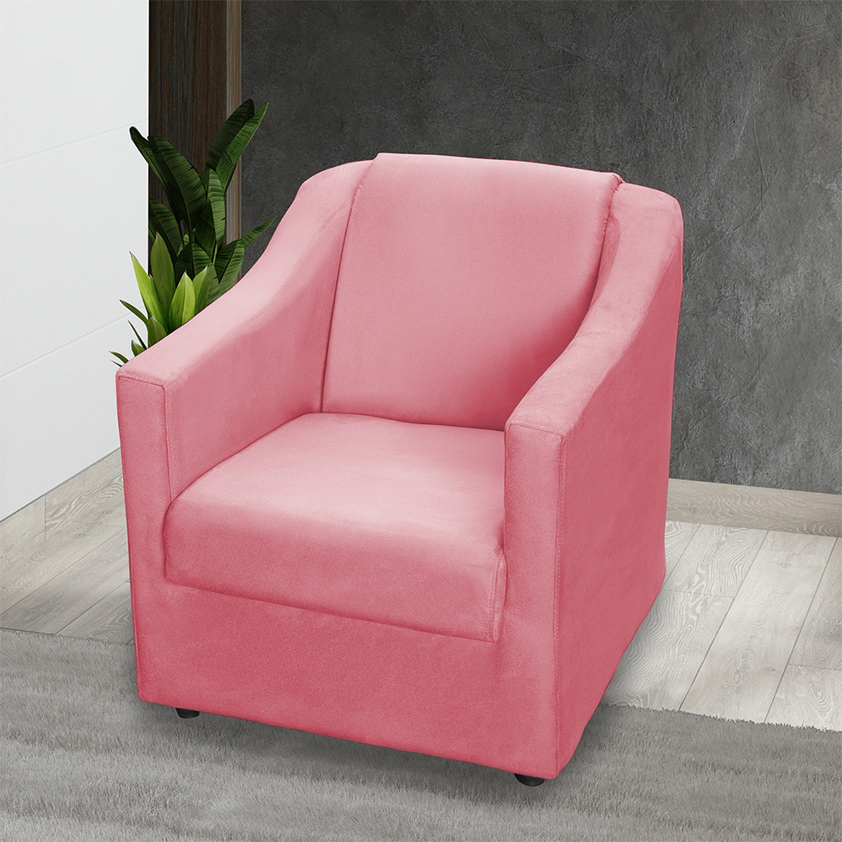 Kit 3 Poltronas Decorativa Para Sala Recepção Manicure Consultório Mila Suede Rosê Pés De Plástico Cromado