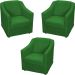 Kit 3 Poltronas Decorativa Para Sala Recepção Manicure Consultório Mila Suede Verde Pés De Plástico Cromado