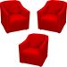 Kit 3 Poltronas Decorativa Para Sala Recepção Manicure Consultório Mila Suede Vermelho Pés De Plástico Cromado