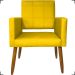 Kit 3 Poltronas Decorativas Confortáveis Para Sala Isa Suede Amarelo Pé Castanho - Clique E Decore