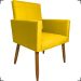 Kit 3 Poltronas Decorativas Confortáveis Para Sala Isa Suede Amarelo Pé Castanho - Clique E Decore