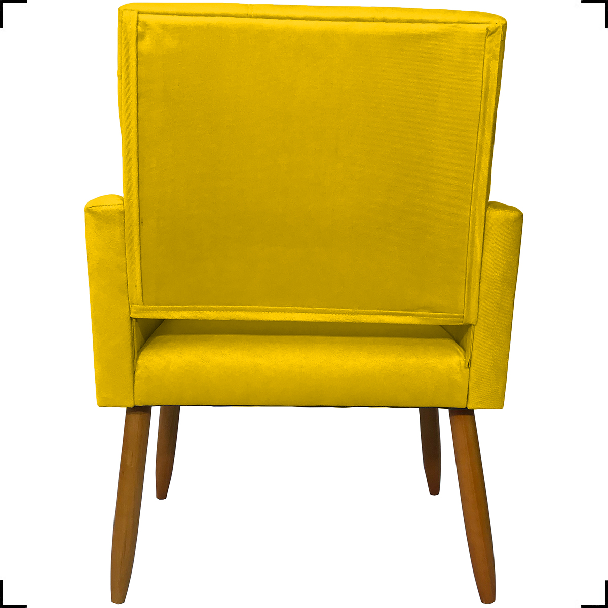 Kit 3 Poltronas Decorativas Confortáveis Para Sala Isa Suede Amarelo Pé Castanho - Clique E Decore