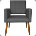 Kit 3 Poltronas Decorativas Confortáveis Para Sala Isa Suede Cinza Pé Castanho - Clique E Decore