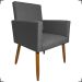 Kit 3 Poltronas Decorativas Confortáveis Para Sala Isa Suede Cinza Pé Castanho - Clique E Decore