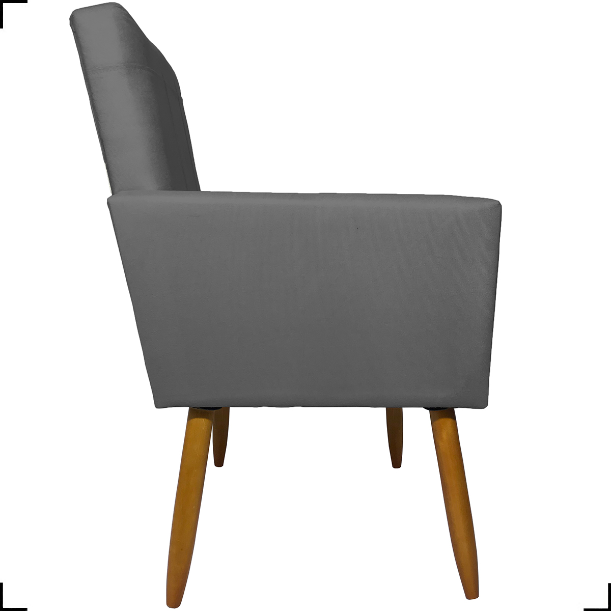 Kit 3 Poltronas Decorativas Confortáveis Para Sala Isa Suede Cinza Pé Castanho - Clique E Decore