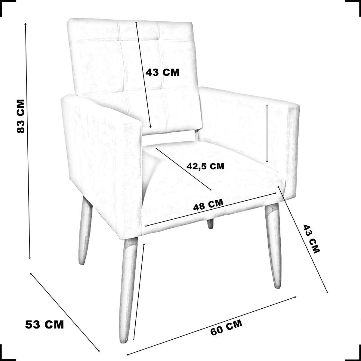Kit 3 Poltronas Decorativas Confortáveis Para Sala Isa Suede Cinza Pé Castanho - Clique E Decore