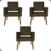 Kit 3 Poltronas Decorativas Confortáveis Para Sala Isa Suede Marrom Pé Castanho - Clique E Decore