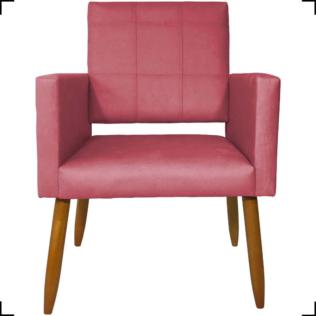 Kit 3 Poltronas Decorativas Confortáveis Para Sala Isa Suede Rosê Pé Castanho - Clique E Decore