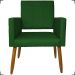 Kit 3 Poltronas Decorativas Confortáveis Para Sala Isa Suede Verde Pé Castanho - Clique E Decore