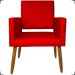 Kit 3 Poltronas Decorativas Confortáveis Para Sala Isa Suede Vermelho Pé Castanho - Clique E Decore