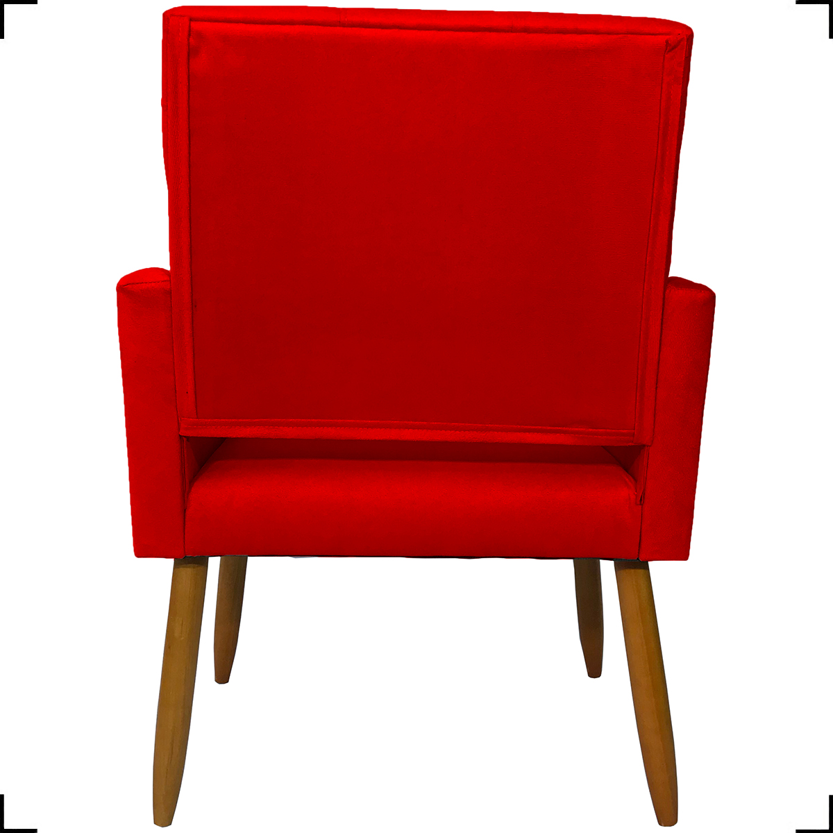 Kit 3 Poltronas Decorativas Confortáveis Para Sala Isa Suede Vermelho Pé Castanho - Clique E Decore