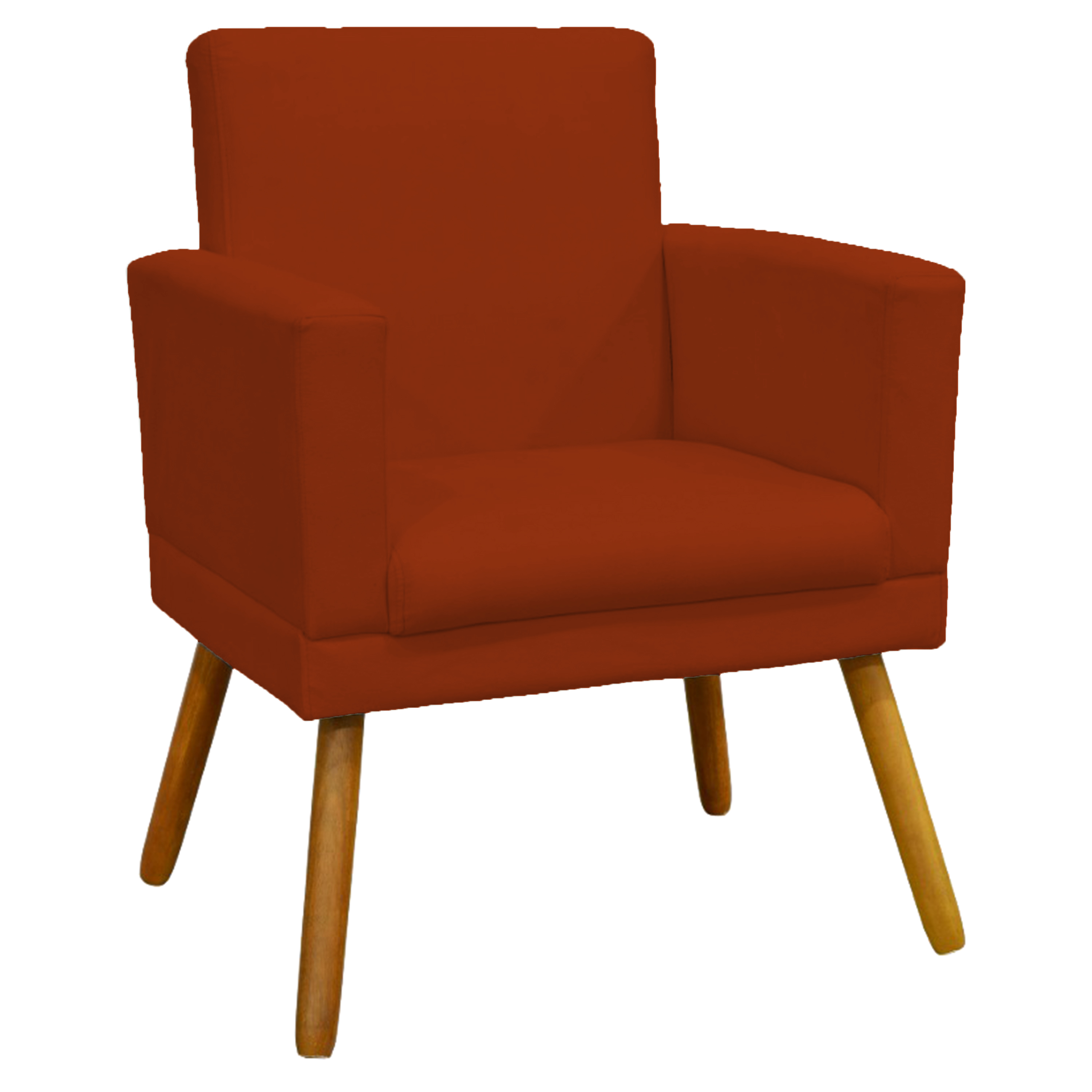 Kit 3 Poltronas Decorativas Para Sala Nina, Manicure, Quarto Com Base Suede Terracota Pé Castanho - Clique E Decore