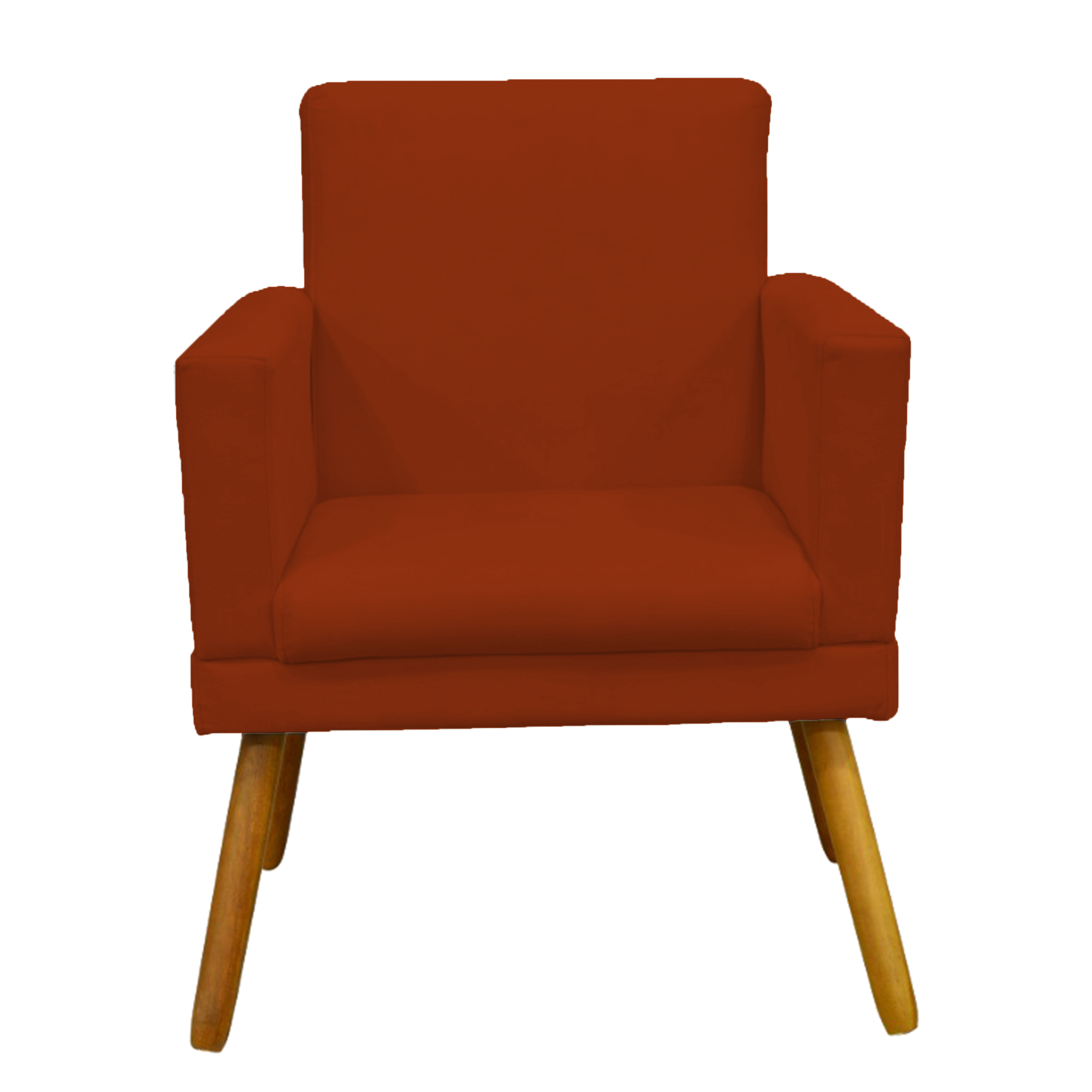 Kit 3 Poltronas Decorativas Para Sala Nina, Manicure, Quarto Com Base Suede Terracota Pé Castanho - Clique E Decore