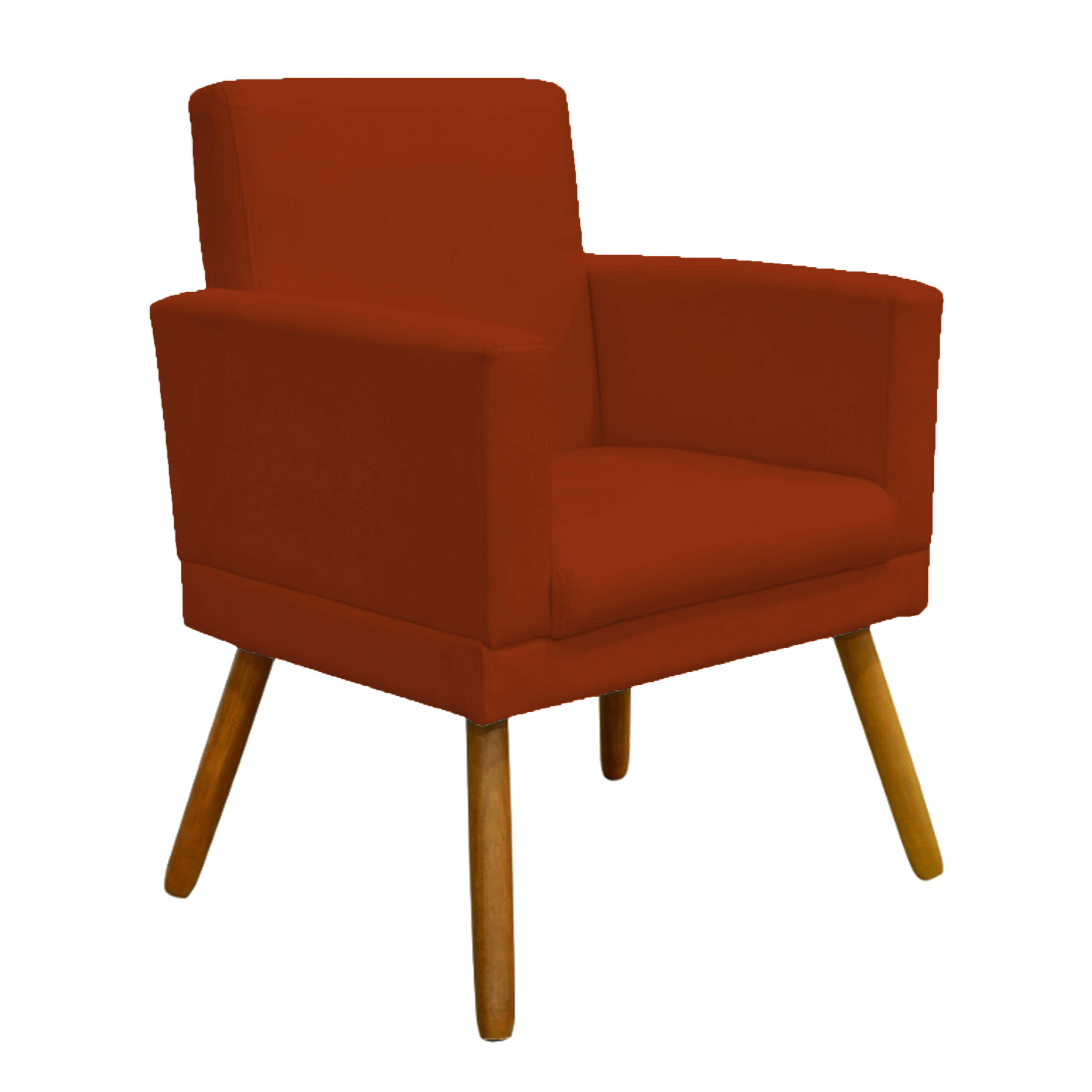 Kit 3 Poltronas Decorativas Para Sala Nina, Manicure, Quarto Com Base Suede Terracota Pé Castanho - Clique E Decore