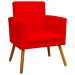 Kit 3 Poltronas Decorativas Para Sala Nina, Manicure, Quarto Com Base Suede Vermelho Pé Castanho - Clique E Decore