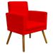 Kit 3 Poltronas Decorativas Para Sala Nina, Manicure, Quarto Com Base Suede Vermelho Pé Castanho - Clique E Decore