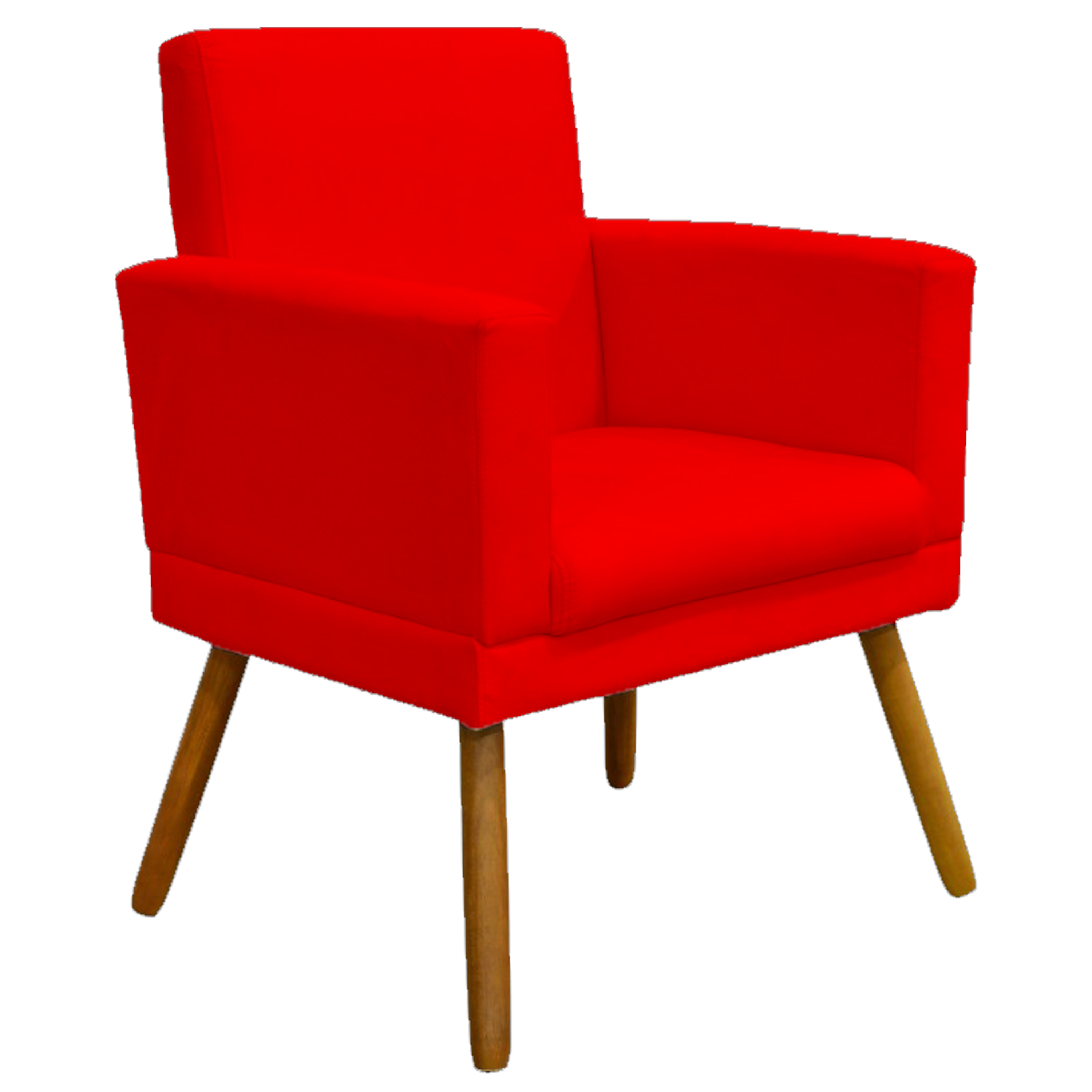 Kit 3 Poltronas Decorativas Para Sala Nina, Manicure, Quarto Com Base Suede Vermelho Pé Castanho - Clique E Decore