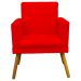 Kit 3 Poltronas Decorativas Para Sala Nina, Manicure, Quarto Com Base Suede Vermelho Pé Castanho - Clique E Decore