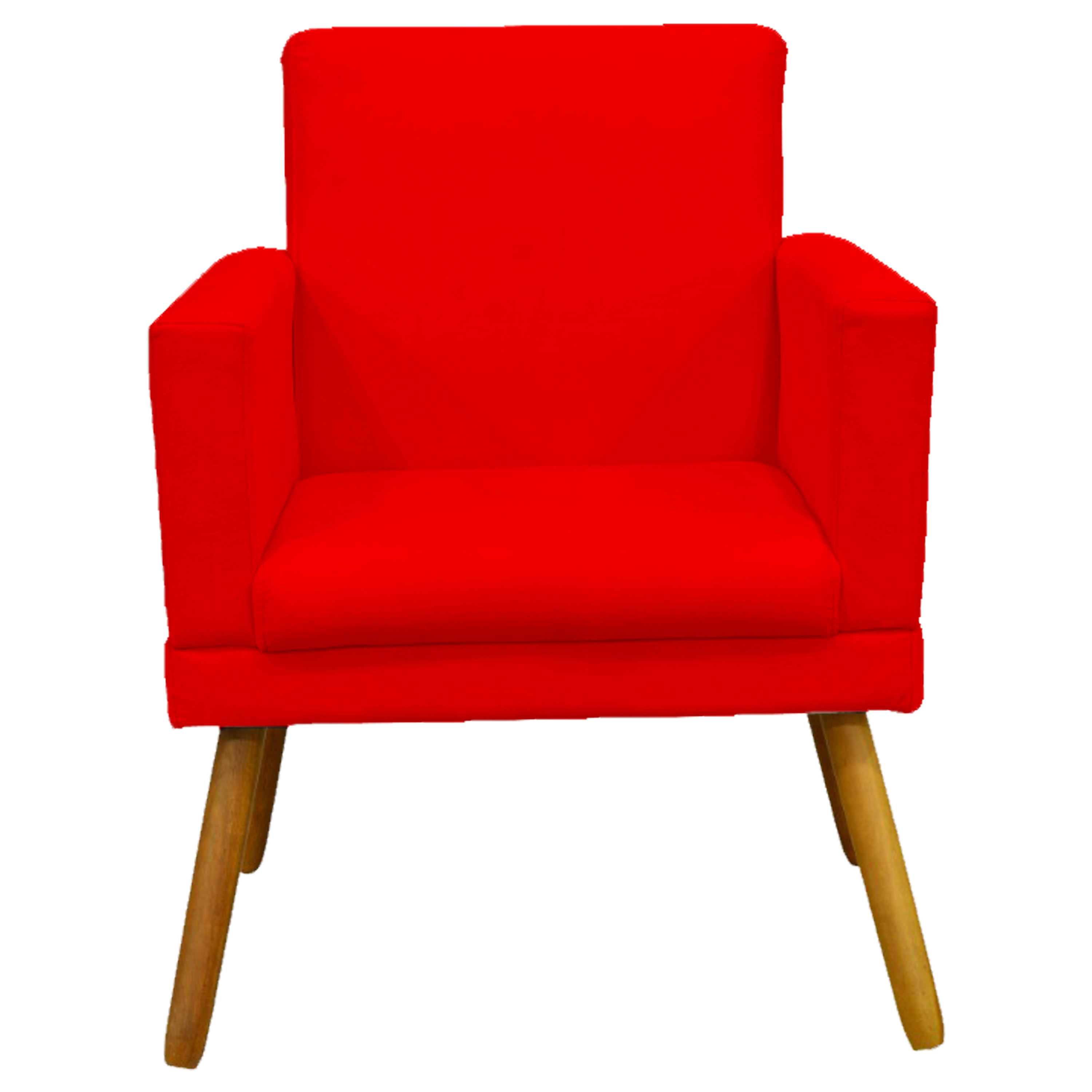 Kit 3 Poltronas Decorativas Para Sala Nina, Manicure, Quarto Com Base Suede Vermelho Pé Castanho - Clique E Decore