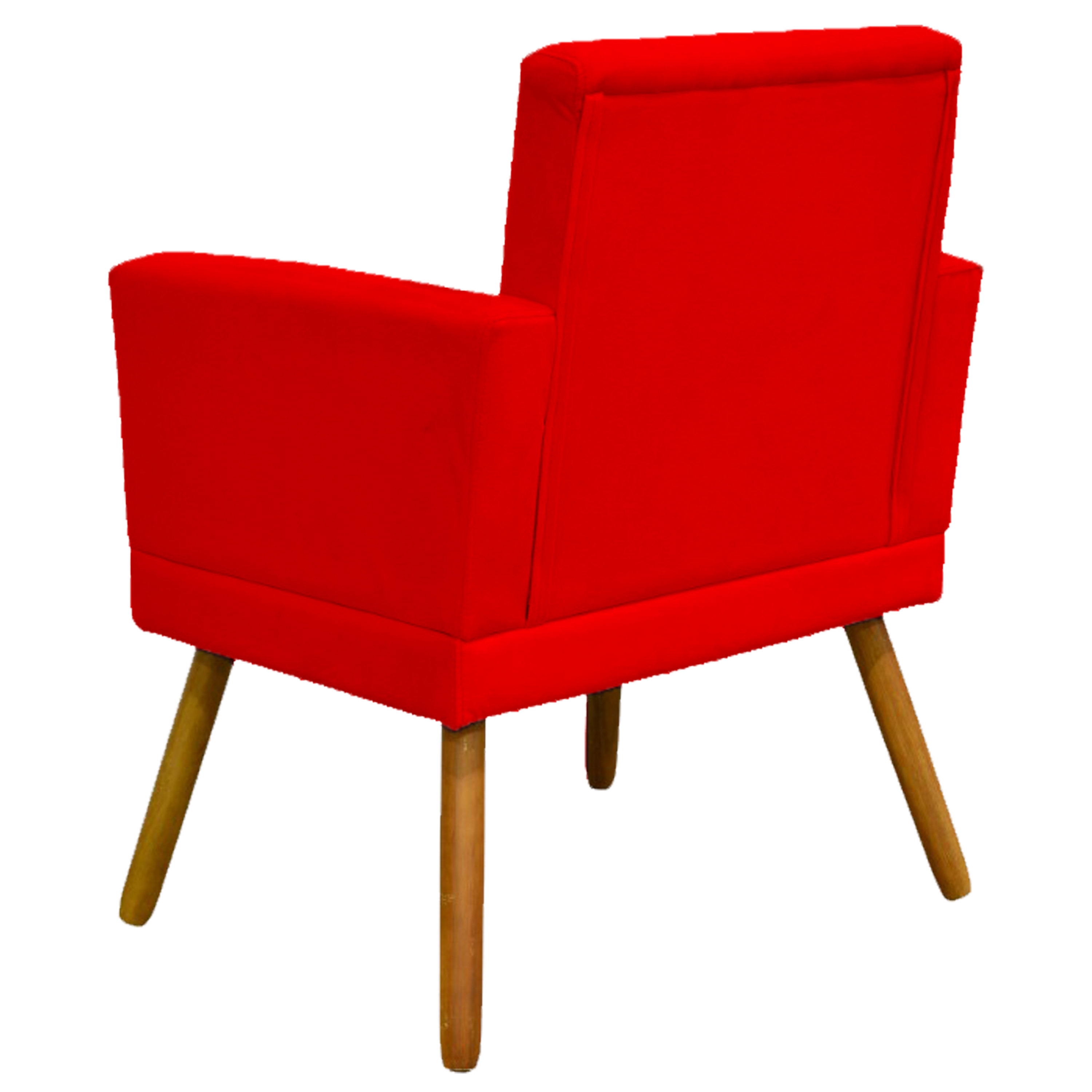 Kit 3 Poltronas Decorativas Para Sala Nina, Manicure, Quarto Com Base Suede Vermelho Pé Castanho - Clique E Decore